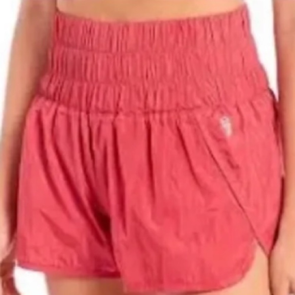 Free People Movement M Floral Lace Appliqué Shorts Embroidery Red Workout - Picture 2 of 2
